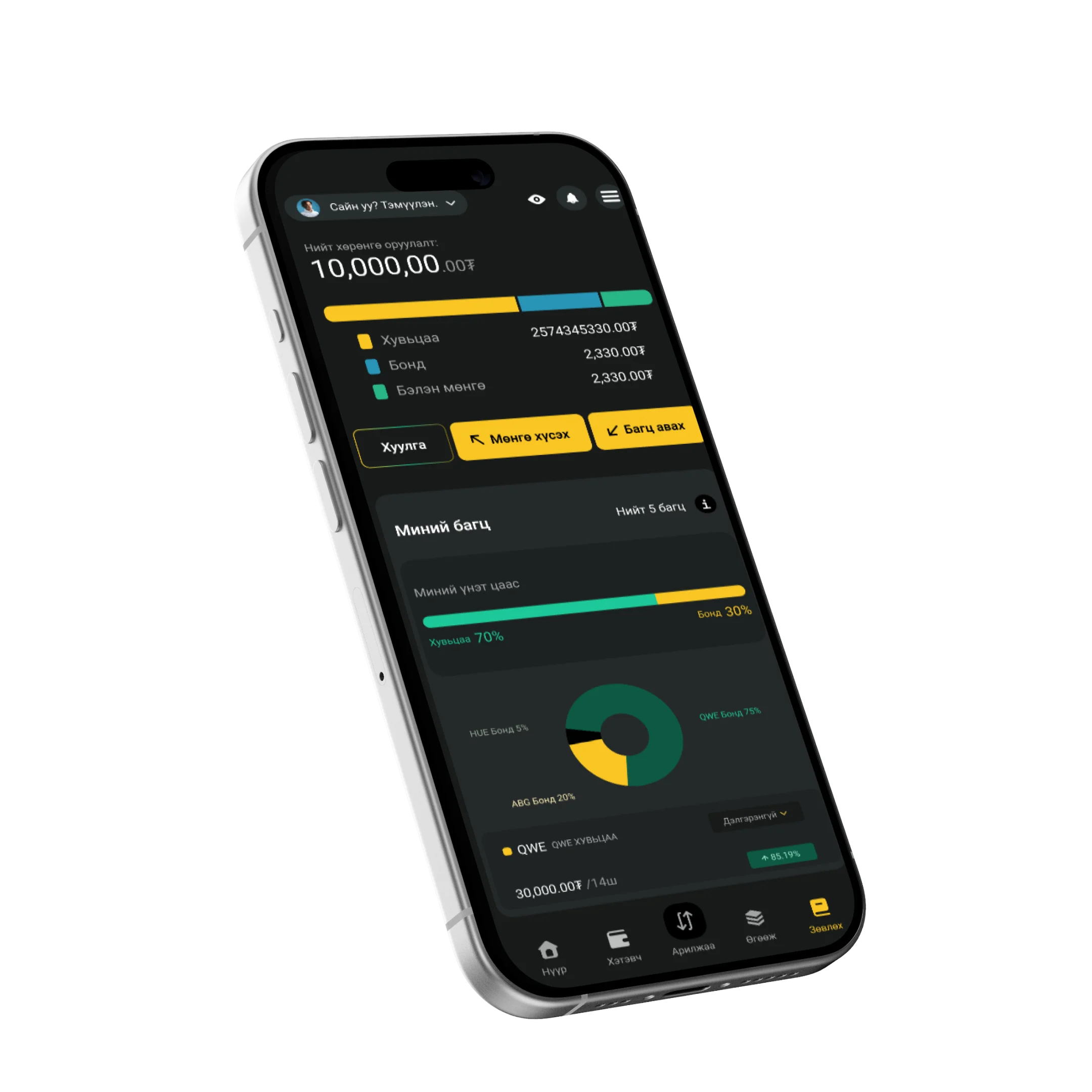 InvestX mobile app mockup
